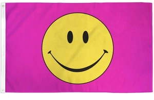 Fly Breeze 3 x 5 Fuß rosa Happy Face Flagge ausbleichsicher Leinwand Kopf Doppelnaht - Bild 1 von 5