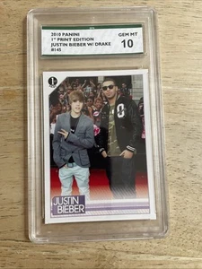 Justin Bieber 2010 Panini Card 145 With Drake 1st Print Drake RC SPA 10 - Picture 1 of 2