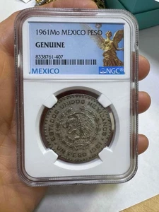 1961 Mo Mexiko 1 Peso in NGC-Hülle original kostenloser Versand - Bild 1 von 2