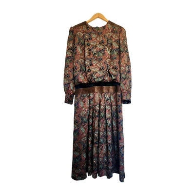 Vestido vintage años 80 Union Patty O’Neil cachemir gamuza hombreras cintura caída 14 Foto 1 de 4