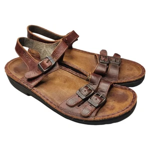 Naot Womens Sandals Size 9 Brown Leather Adjustable Slingback Sporty Open Toe - Picture 1 of 6