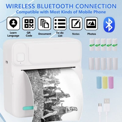 Mini Thermal Printer Bluetooth Pocket Printer Portable Inkless Sticker Printers - Image 1 of 4