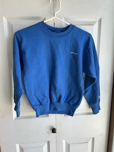Boys Champion Blue Script Logo Sweatshirt Crewneck Pullover Size Medium - Picture 1 of 4