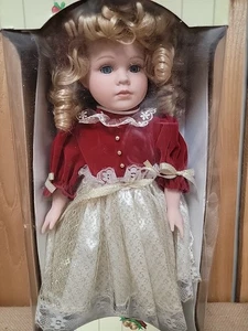 Vintage 1992 Weihnachten JCPenney Sammlerstück Porzellan Puppe Neu in Box - Bild 1 von 7