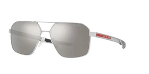 PRADA | NEW | 55WS | 55WS 1BC07F | SILVER | GREY MIRROR - Picture 1 of 5