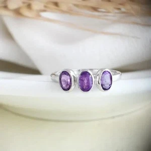 Amethyst Gemstone 925 Sterling Silver Handmade Ring Gifts for her Jewelry R-2727 - Picture 1 of 7