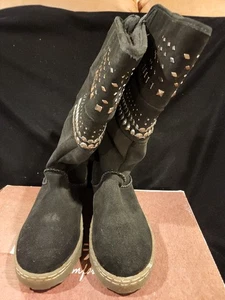 Bearpaw SILVERTHORNE Black Winter Suede Snow Boots Sz 9 Lace Up Insulated - Picture 1 of 16