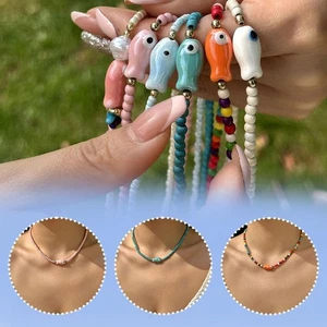 Simpatico Bracciale/Collana Perline Colorate Materiale Resina per Donna Ragazze H7X6 - Foto 1 di 17
