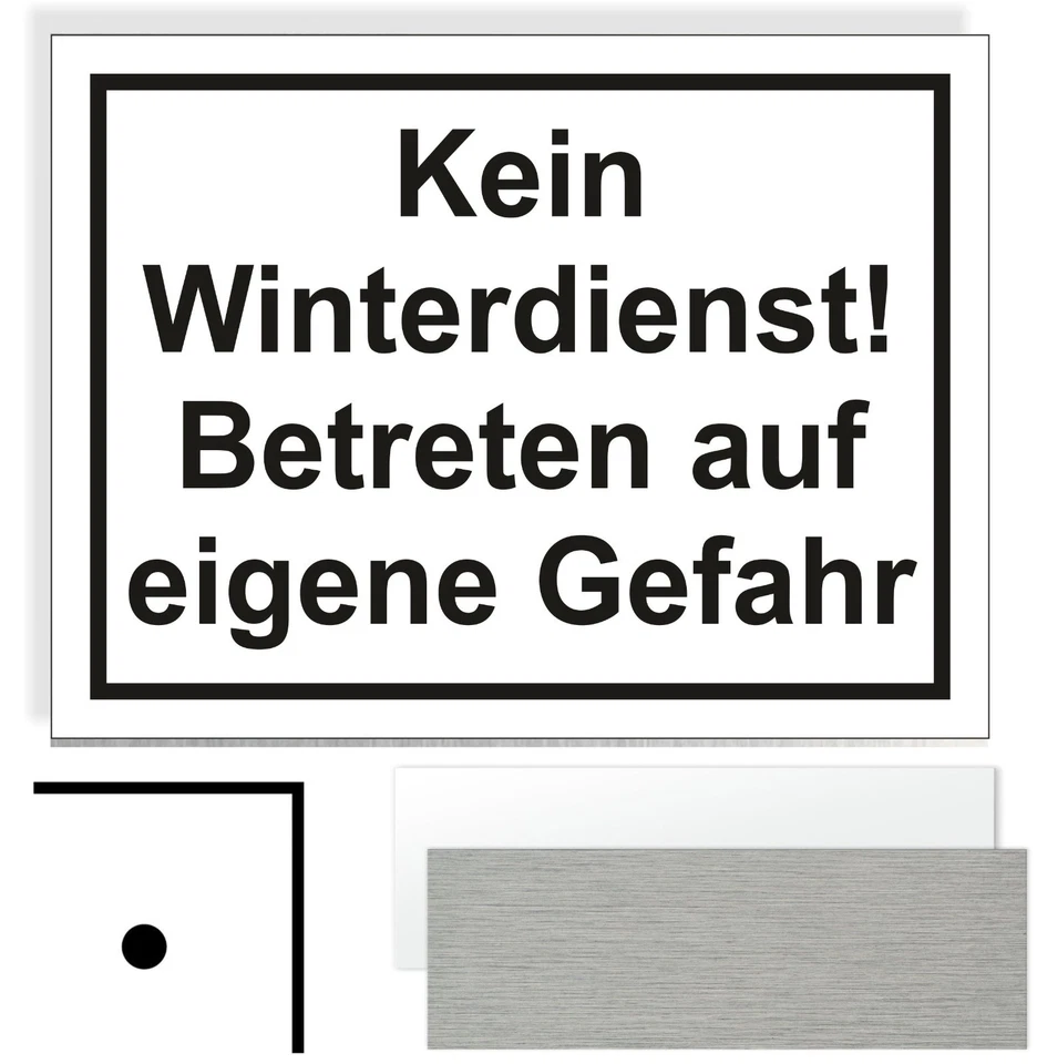 WERBEMITTEL MAHLMEISTER Kein Winterdienst Betreten auf eig Hinweisschild Aluminium Schild Lochung WS14-1