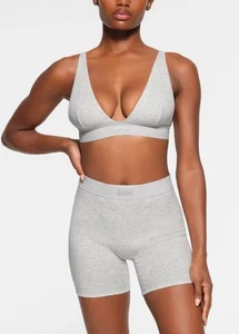 Boxer acanalado de algodón Skims gris jaspeado talla pequeña nuevo sin etiquetas algodón - Imagen 1 de 9