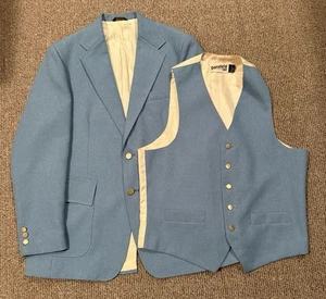 2 Pc Set Levi's Panatela Vintage 70s Blazer Jacket Suite Vest 42L - Picture 1 of 6