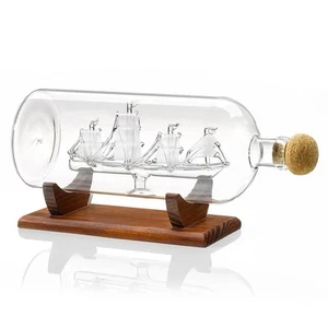 Ship in a Bottle Decanter – 75cl with Display Stand, Nautical Décor - Foto 1 di 7
