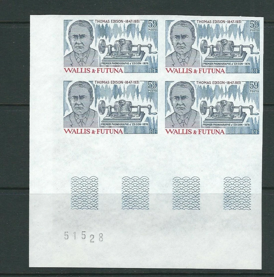 WALLIS et FUTUNA 1981 THOMAS EDISON (Scott 273 var) VF MNH IMPERF block/4 - Image 1 of 1