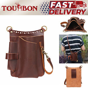 Tourbon Leather EDC Garden Multitool Carrying Pouch Belt Shoulder Bag Phone Case