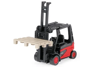 Linde E35 Forklift Truck Red with Black Top with Pallet Accessory Diecast Model - Picture 1 of 2