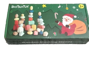 BESTAMTOY 36 PCs Wooden Sorting Stacking Rocks Balancing Stones ,Educational Pre - Picture 1 of 1