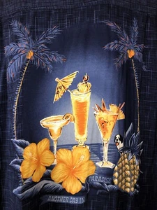 Authentic Big Dog Tropical Drinks Button Down Blue Shirt Mens Large - Picture 1 of 11