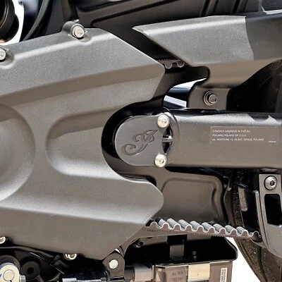 Indian Scout billet aluminium swingarm bolt cover by MSR (anodised black) - Image 1 of 2