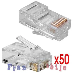 LOT 50 CONNECTEURS RJ45 RESEAU CAT 5 5e RJ-45 NEUF - Zdjęcie 1 z 1