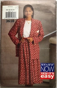 Vtg Butterick 3610 UNCUT Misses Size 6 8 10 12 14 Jacket, Skirt & Top Pattern - Picture 1 of 3