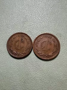 1947 & 1948 Mo Mexico 1 Centavo - Lot of 2 - Picture 1 of 6