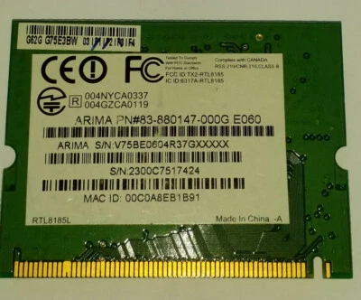 Gateway Laptop PCI Internal Wireless Card w/Dual Antenna connections  - Image 1 of 2