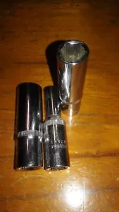 SAE Deep Socket 1/4 5/16 7/16 1/2 9/16 5/8 11/16 3/4 13/16 7/8-3/8" Dr 6 pt CrV - Picture 1 of 3