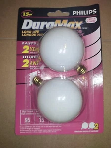 (6-2pks, 12 bulbs total) Philips DuraMax 15W Frost Candelabra Base G16.5 Vanity - Picture 1 of 3