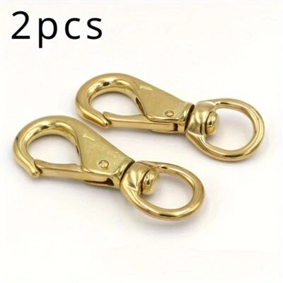 2X Metal Gold Brass Swivel Clasps Lanyard Snap Hooks Carabiner Key Chain Hooks  - Image 1 of 4