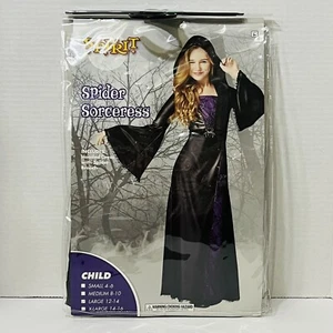 Spirit Halloween Spider Sorceress Costume Child Size Large 12-14 Hooded Dress - Picture 1 of 5