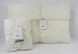 Pottery Barn Belgian Flax Diamond Twin Quilt & Standard Sham Classic Ivory #9830 - Picture 1 of 8