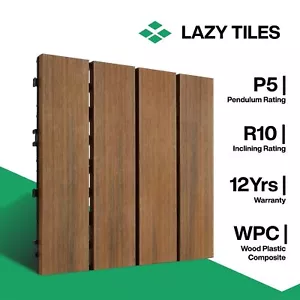 x9 WPC Wood Decking Tile - Interlocking Flooring Deck Tile - Indoor & Outdoor - Foto 1 di 11