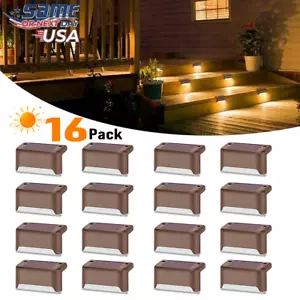 16 Outdoor Solar Dusk to Dawn LED Deck Light Stair Step Fence Lamp Pathway Decor - Picture 1 of 7