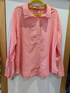 Pink Polka Dot Linen Blend Blouse. Size 18. - Picture 1 of 3
