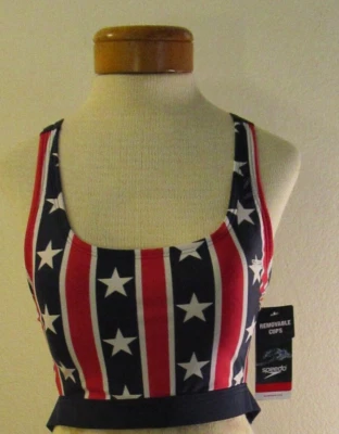 Nuevo con etiquetas Sujetador deportivo Speedo para mujer con cerradura Top de bikini S rojo/blanco/azul Precio de venta sugerido por el fabricante 54 USD Foto 1 de 3