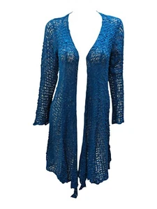 Cárdigan tejido boho a ganchillo hecho a mano para mujer chaqueta larga talla libre UK 8-20 - Imagen 1 de 1