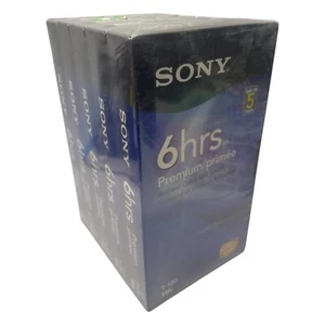 Sony VHS 5er-Pack T120VR 6 Stunden Premiumqualität leere Videokassetten NEU versiegelt 5er-Pack - Bild 1 von 4