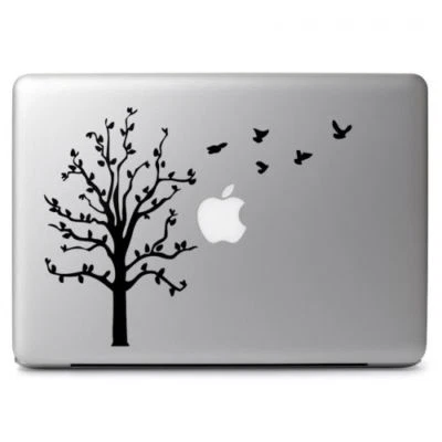 Calcomanía Adhesiva Árbol y Pájaros Volando para Macbook Laptop Notebook Coche Ventana Pared Foto 1 de 4