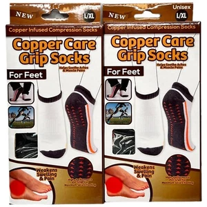Set of 2 Tekno Copper Infused Compression Care Grip Socks Size L/XL - Picture 1 of 11