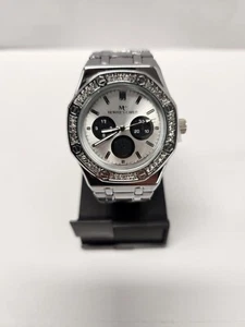 Reloj Montres Carlo 42 mm con correa de metal de cuarzo para hombre (plateado/plateado/negro) - Imagen 1 de 4