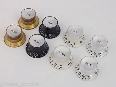 GUITARS ELECTRIC Paar SPIEGEL Reflektor KNÖPFE 1 Vol & 1 Ton für USA Gibson Gitarren 4 Farben