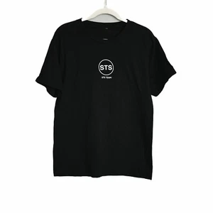 STS Team Mens Black T-Shirt Printed Short Sleeve Round Neck Pure Cotton Size M - Picture 1 of 4