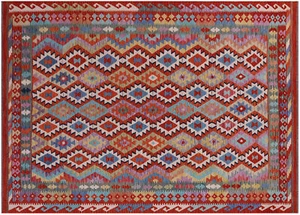 Flat Weave Kilim Reversible Wool On Wool Rug 6' 10" X 9' 9" - Q17809 - Picture 1 of 9