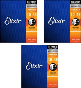 Electric Nanoweb 12052 Light 10-46 Electric Guitar Strings 3-Pack W/Bonus Pick - Picture 1 of 3