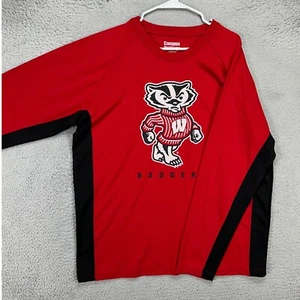 Wisconsin Badgers Adult Mens T-Shirt 2XL Red Black Long Sleeve Campus Heritage - Picture 1 of 9