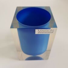 Designer bathroom brush pot vase resin modern Maison Design 11cm blue clear