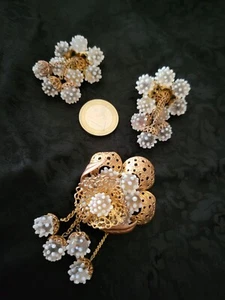 Antique Brooch And Filigree Earrings Set - Picture 1 of 12