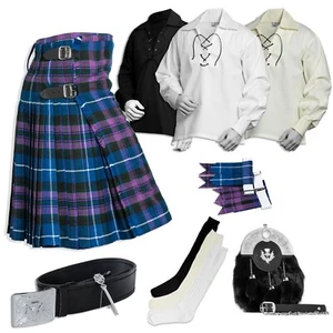Escocés Tartán Orgullo de Escocia Hombres Conjunto de Falda Escocesa Hombres Falda Tradicional Vestido de Clan - Imagen 1 de 7