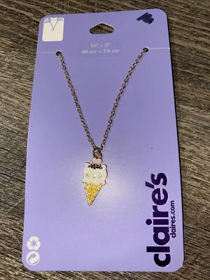 Collar Claire’s Goldtone Gatito Gato Cono Helado Dulce Treat Foto 1 de 3