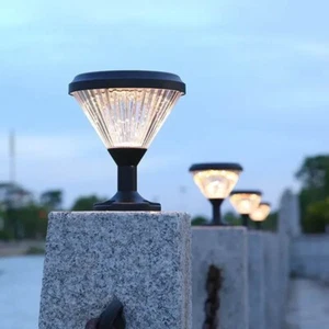 Outdoor Diamond Solar Garden Lights Gate Lighting Led Pillar Lamp - Picture 1 of 17